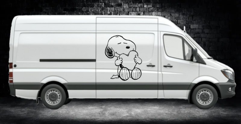 Preview: 46372 Snoopy Aufkleber Camper Van Mein-Motiv